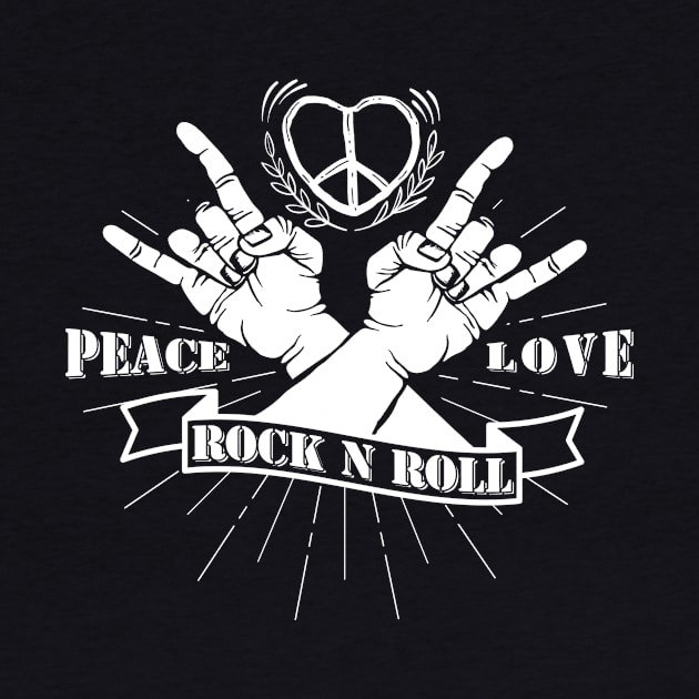 'Peace Love and Rock n Roll' Cool Rock n Roll Sixties Gift by ourwackyhome